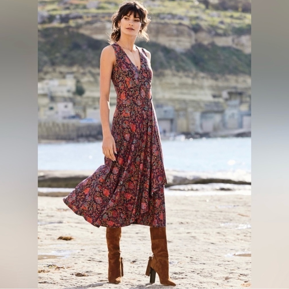 Peruvian Connection Barrakka Faux Wrap V Neck Dress